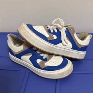 Blue and White Sneakers
